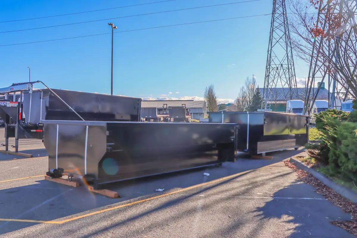 Roll-off dumpster ready for waste disposal at job site for 30 Yard Dumpster Rental in Cedar Rapids
